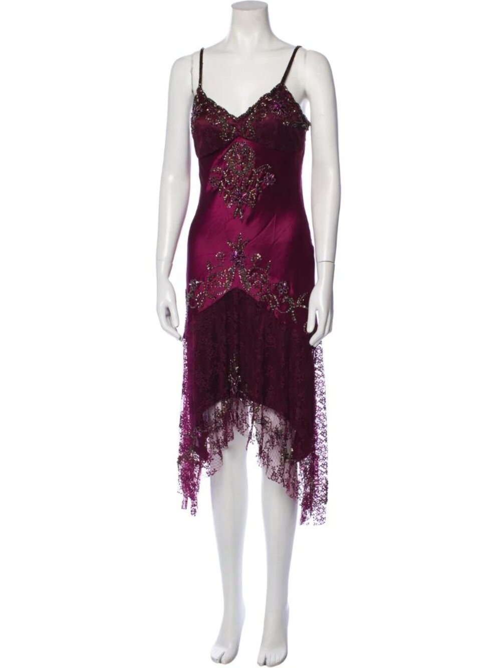 ISO Sue Wong Burgundy/Plum Beaded Fairy Midi Dress